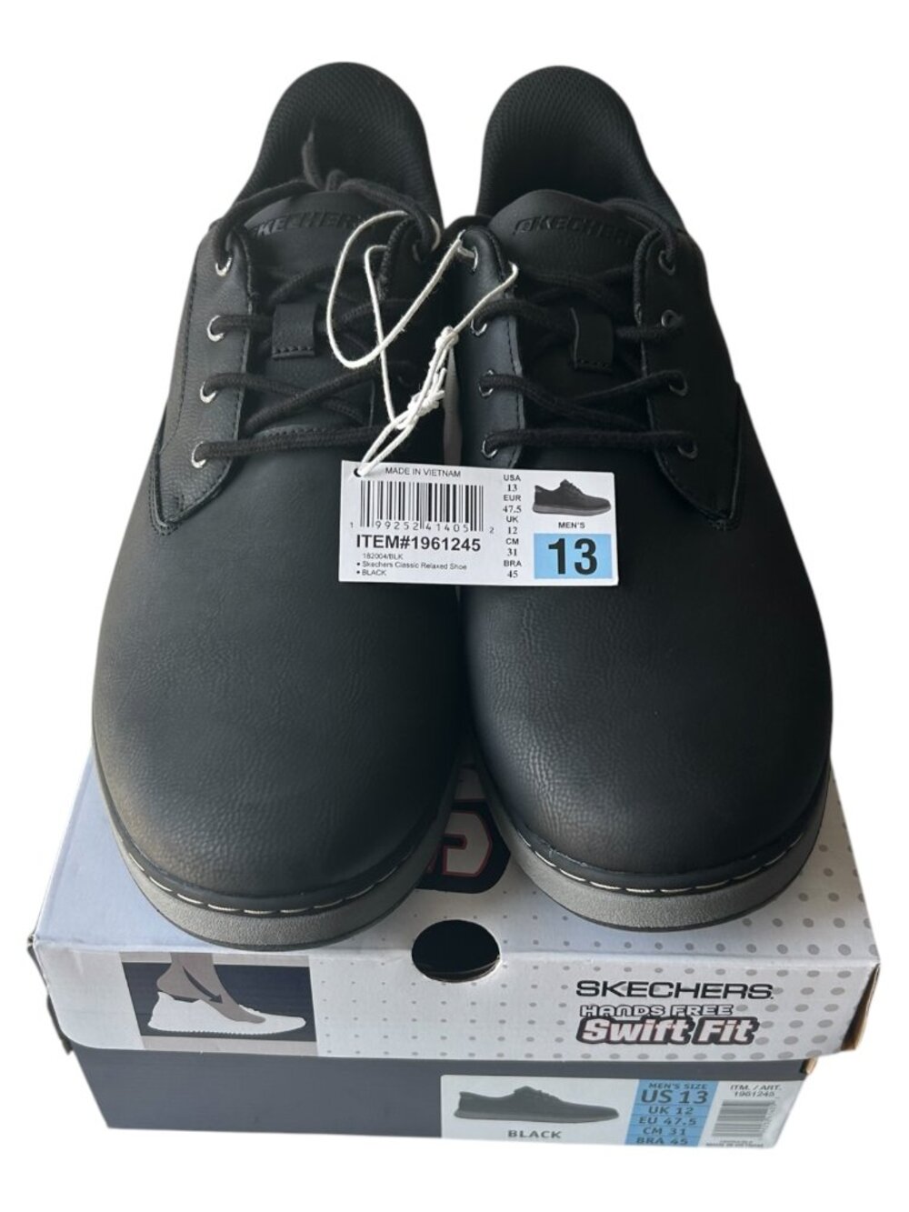 Skechers Men's Hands Free Swift Fit Memory Foam Casual Black Shoes Size 13